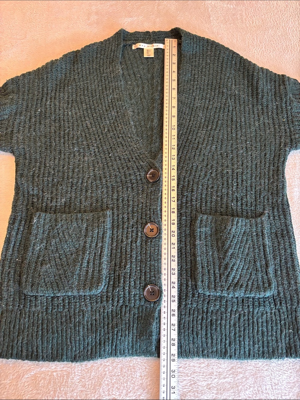 Max Studio Chunky Knit Alpaca Wool Blend Oversized Cardigan Women’s L EUC - Picture 9 of 9